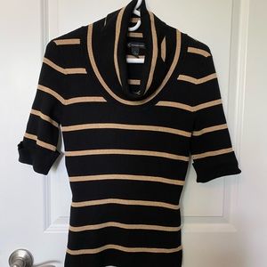 Ladies Black and Gold metallic knit top